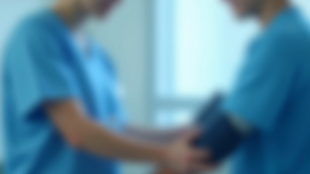 Hasta triaj işlemi, hemşire tansiyon cihazını hastanın koluna takıyor, poliklinik ortamı, ölçüm süreci